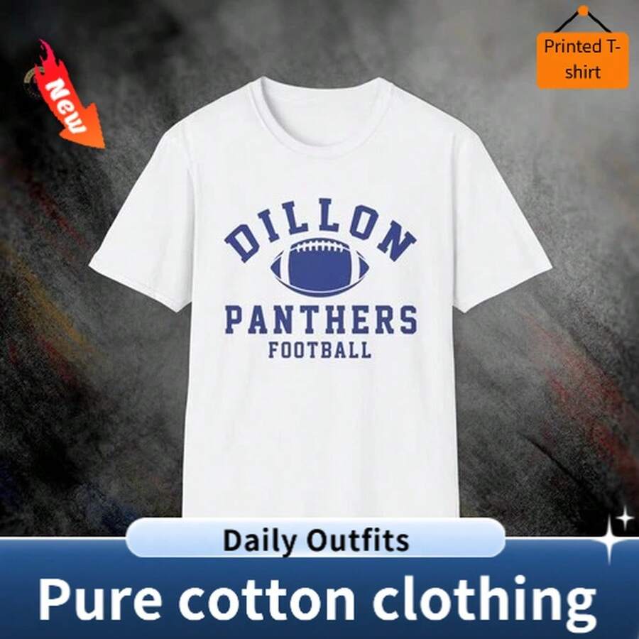 Dillon Panthers Football T-Shirt| Softstyle Tee - 白色 - 查看 1