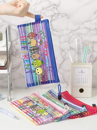 Colorful Striped Zipper Makeup Bag With "Different" Letter Pattern, Portable Stationery Bag, Multi-Functional Storage Bag, Travel Makeup Bag, Breathable Transparent Ticket And Passport Organizer, Travel Storage Supplies, Can Store Tickets, School Stationery And Travel Daily Necessities, Suitable For Teachers, Students Back To School, Office, Gifts And Daily Use, Unique Party Gift, Back To School Gift, Birthday Gift, Travel Gift, Commemorative Gift, Best Teacher's Day Gift