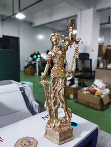 Gold Lady Justice Statue, Law Theme Lawyer Office Desk Decor, Modern Luxury Metal Finish, Executive Study Room Decorative Gift - Collector's Edition - View 7