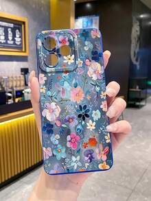 1pc Blue Printed Camera Anti-Drop Phone Case UV Printed Compatible With Samsung/Galaxy/ Android Models - Blue - View 7