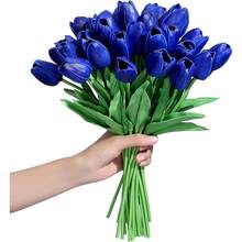 5/10pcs Artificial Tulips, Suitable For Home Decor, Kitchen Decor, Autumn Decor, Outdoor Decor, Table Decor, Wedding Decor, Artificial Plants, Women's Gifts, Back To School Season - Blue - View 6