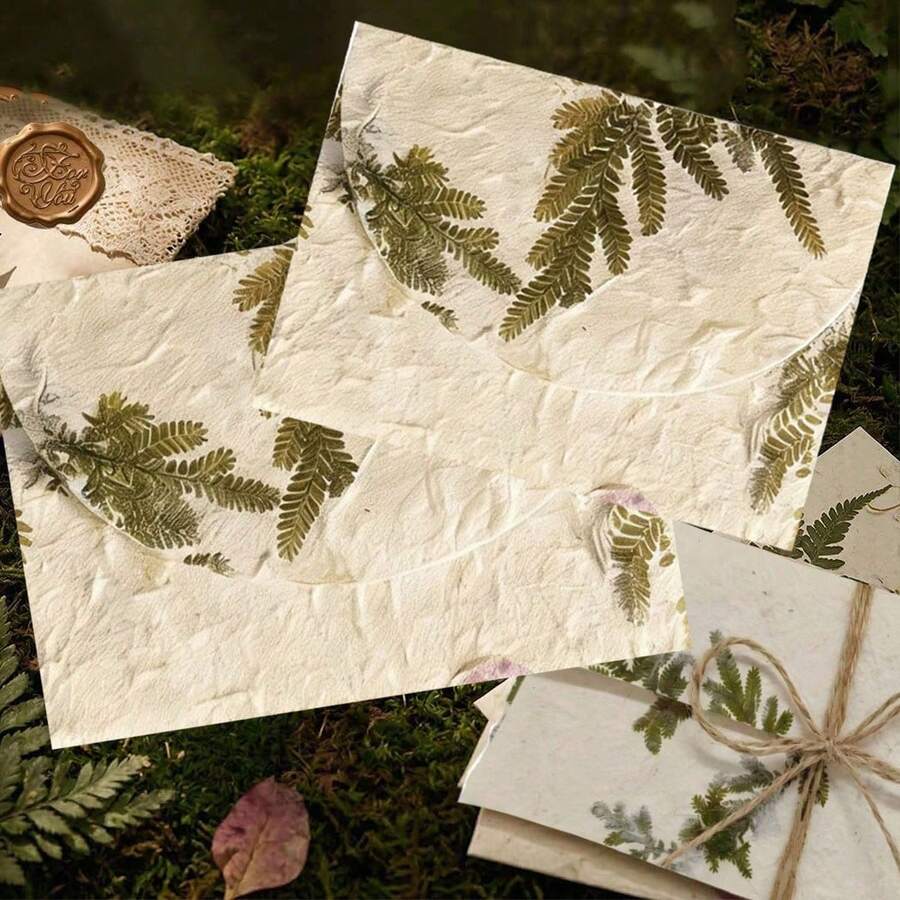 1/5/10入 手工植物紙信封 尺寸 2.83"X3.9"(7.2*9.9cm) - 適用於婚禮邀請函、賀卡、公告與節日手工藝，不含麻繩