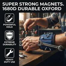 1pc Magnetic Tool Wristband, 1680D Wear-Resistant Oxford Fabric With Strong Magnetic Adsorption, Adjustable Hook And Loop, Breathable Mesh Lining, Anti-Drop Screw Nut Drill Bit Portable Storage, Suitable For Car Repair, Ceiling Installation, Woodworking, Electrical Maintenance, Auto Mechanic, Electrician, Decoration Master, DIY Craft Enthusiast, Magnetic Tool Wristband Hardware Small Parts Portable Tool Storage - Blue - View 1