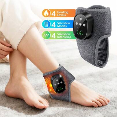 Masajeador de pies portátil con compresión caliente y vibración, masajeador de tobillo inalámbrico recargable por USB, 4 niveles de calor (40-45-50-55 ℃), sistema de control de temperatura NTC, 4 modos de vibración, regalo ideal para las fiestas.