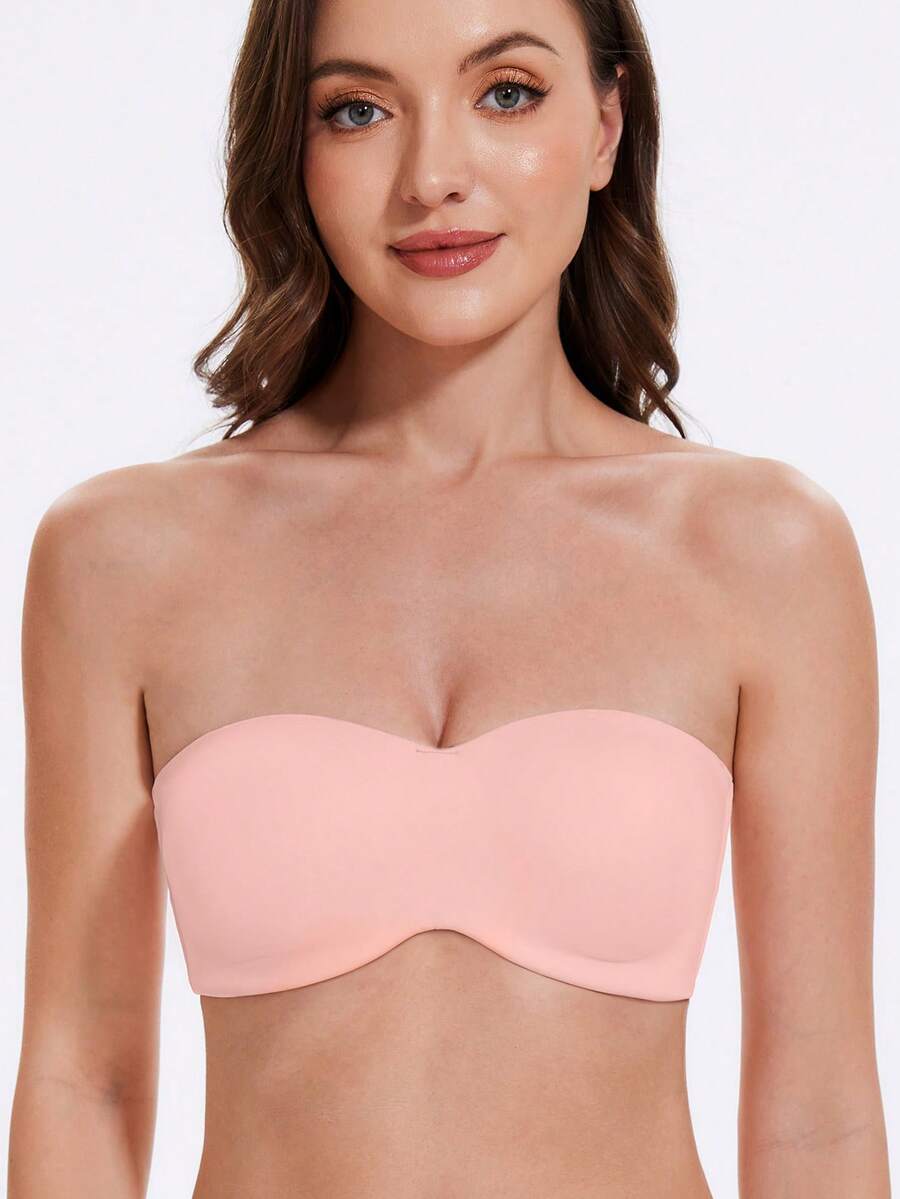 MELENECA Women's Strapless Bra For Large Bust Minimizer Unlined Bandeau With Underwire