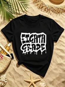 Women's 100% Cotton Graffiti Graphic T-Shirt, Loose Fit, Hip-Hop Street Style, Comfortable, Graphic Design - Black - View 2