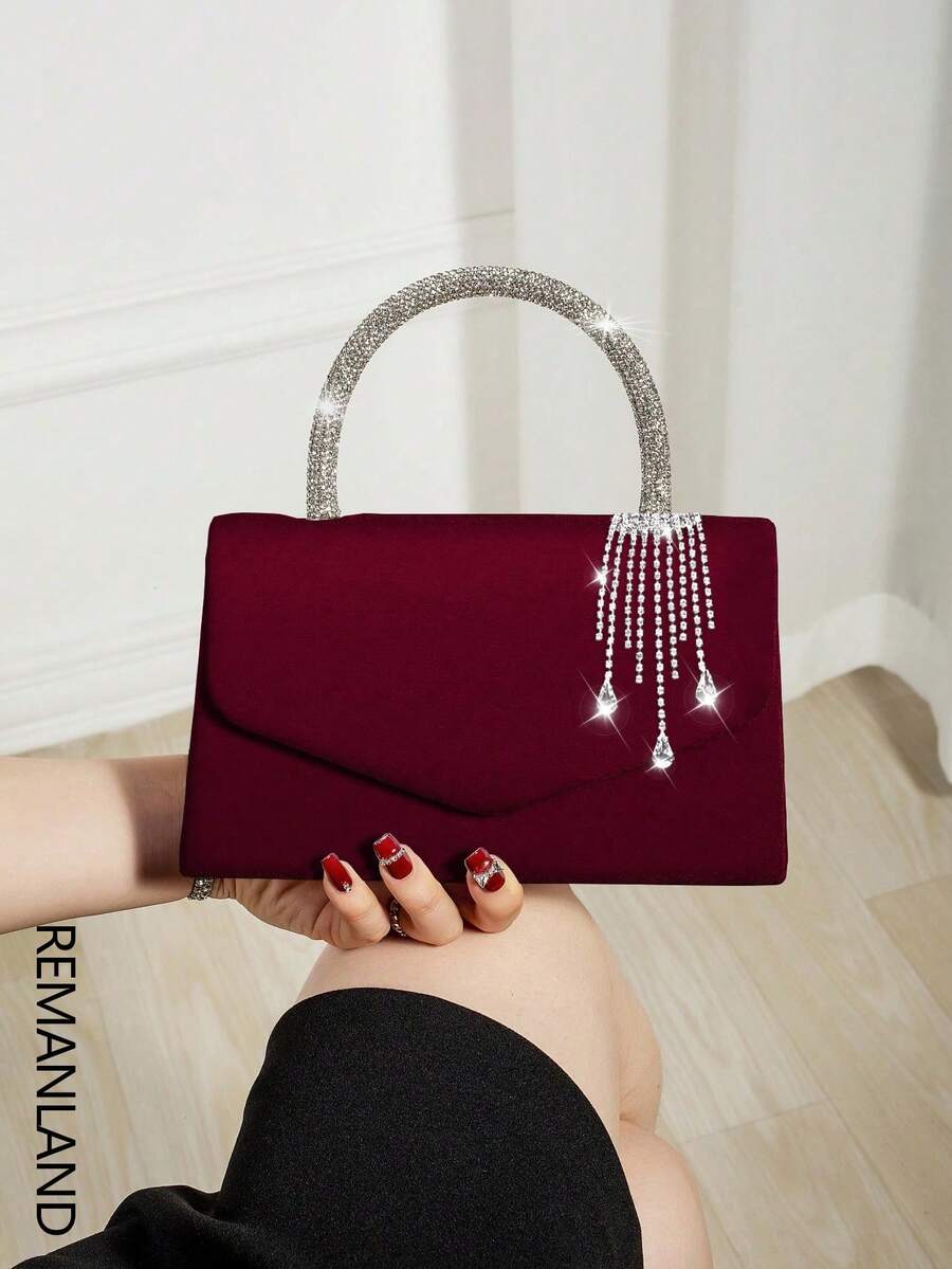 REMANLAND Shiny Evening Clutch, Elegant Fashion Envelope Bag, Rhinestone Embellished Handbag, Women's Wedding Party Dance Clutch
