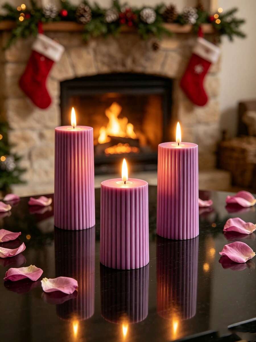 Holiday Atmosphere Hot-Selling Purple LED Simulated Electronic Candle Striped Gear-Shaped Simulated Candle Holiday Atmosphere Decorative Light Gift Suitable For Multiple Scene Display - Purple Gear - View 1