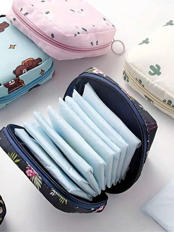 Portable Period Bag With Zipper Menstrual Pad Tampon Holder Storage Bags For Women Multifunctional Makeup Bag Office Bathroom Gym Cruise Camping Beach Business Back To School Travel Essentials Accessories Gift For Mom Teachers And Girlfriends