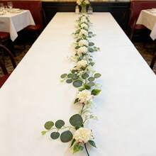 Eucalyptus Leaves And Baby's Breath Artificial Vine, Home Wedding Tabletop Greenery Decoration - White Flowering Vines - View 1