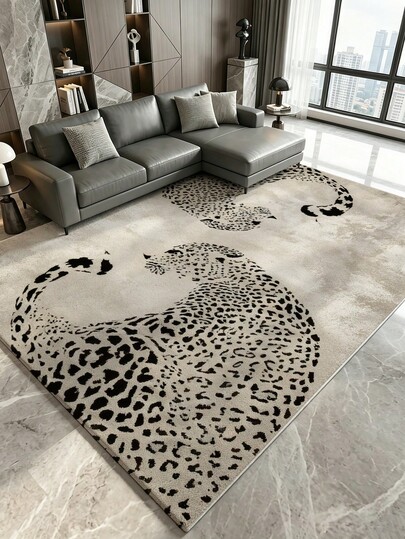 Dark Leopard Print Animal Style Living Room Rug, Large Size Soft, Suitable For Kitchen, Dining Room, Bedroom, Living Room, Indoor/Outdoor, Office, Lobby, Anti-Slip Doormat, Hallway, Study, Holiday Decor Carpet