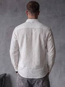 Men's Long Sleeve Casual Shirt, Spring/Autumn, Fashion Design, Comfortable And Versatile For Daily Wear - White - View 5