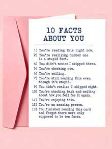 Funny Birthday Card - "10 Facts About You" Humorous Card, Suitable For Friends, Family And Colleagues With Clever Jokes - Multicolor - View 10
