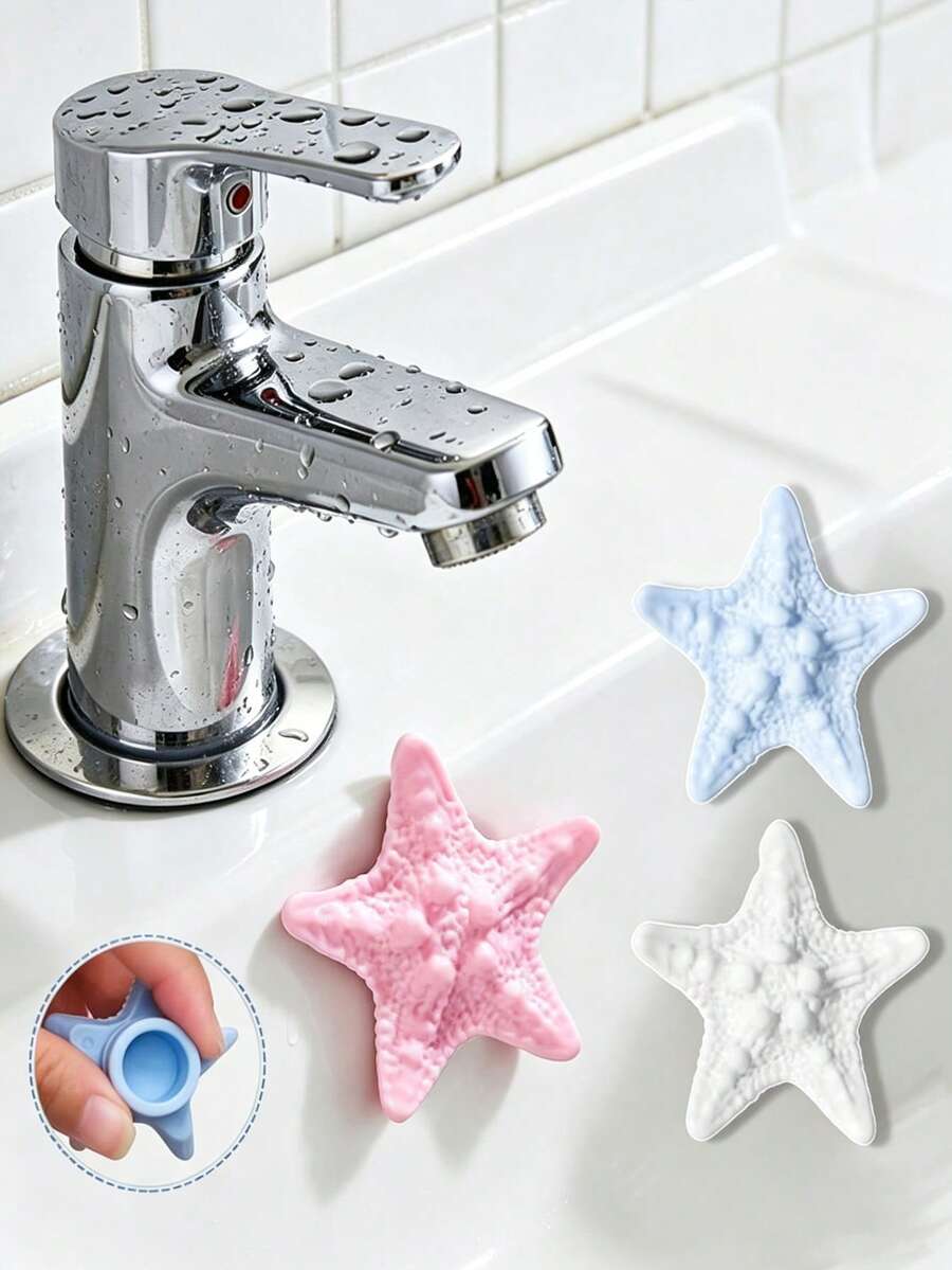 1/2/4/6件裝海星矽膠溢水塞、溢水環,易安裝,浴室洗手盆溢水蓋,洗臉盆/浴缸排水孔蓋,適用於廚房和浴室水槽,有效防止溢水與積水,居家浴室裝飾 - 彩色 - 查看 1
