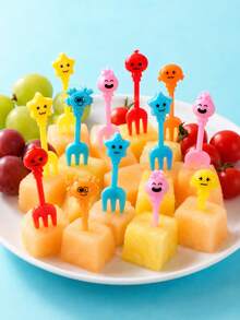 50/30/20/10pcs Unique Shaped Fruit Forks, Bento Box Accessories, Food Decoration Forks, Bento Forks, Holiday Party Fruit Fork Set, Party Decoration, Holiday Decoration, Suitable For Snack Forks, Cake Forks And Dessert Forks - Multicolor - View 2