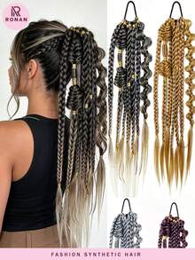 Trenzas de Burbuja Retorcidas de Colores Mixtos Hechas a Mano - Extensiones de Cabello Estilo Vacaciones para Mujeres, Versátiles para Todos los Tipos de Cabello 24 Pulgadas - Multicolor - Ver 2