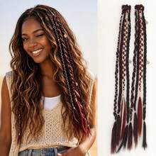 Bohemian Style Braided Hair Extensions For Women, 20 Inch Clip-In Braids, Ombre Blonde To Grey Synthetic Hair, Bohemian Style Hair Extensions - Multicolor - View 1