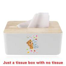 Nordic Tissue Box Bamboo-Lid Solid Wood Storage Case Desktop Napkin Holder Car Paper Dispenser Dormitory Organizer Box Holiday Decoration Storage Suitable For Home Office Use Initial Name 26 Letters Pattern - White - View 25