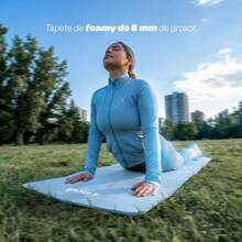 MUUK 1 pieza Tapete de yoga antideslizante de 150x60 cm con 8 mm de grosor|Correa de Transporte, Resistente y Cómoda | Ideal para Ejercicio en Casa, Gimnasio, Parque, Viajes, Meditación y Estiramientos - Azul Pastel - Ver 10