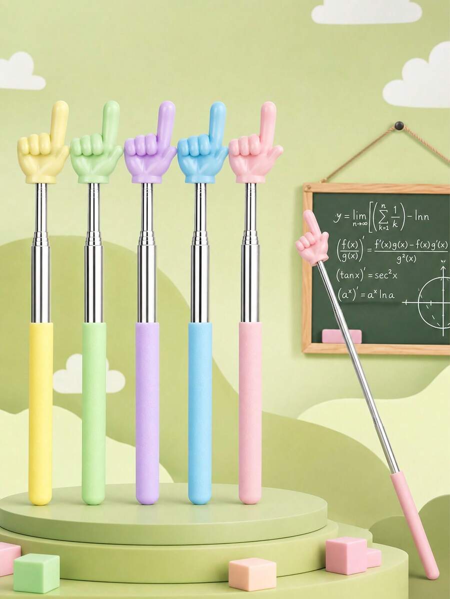 6pcs Retractable Finger Pointer, Telescopic Teacher Classroom Pointer, Mini Finger Reading Pointer, Suitable For Kindergarten Students And Teachers, Students, Office Supplies, Presentation Tools, Back To School