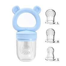 4PCS/Set Bear Teething Fruit & Vegetable Pacifier With 3 Extra Teething Bags S M L, Silicone Feeder Set, Fruit & Vegetable Complementary Food Tool - Multicolor - View 7