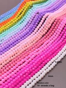 Set de 10 piezas de cuentas de vidrio redondas de rosa de 4mm, adecuadas para hacer joyas y accesorios DIY - Multicolor mate - Ver 5