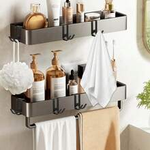1/4pcs No-Drill Iron Hooks, No-Damage Adhesive Over Door Back Rack, Universal For Bathroom, Kitchen, Cabinet, Hang Towels, Clothes, Bath Balls, Razors, Space-Saving Storage Hooks, Multi-Purpose Removable Adhesive Wall Door Hanger Organizer - View 6