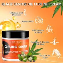 Curling Cream, Infused With Black Castor Oil, Long-Lasting Frizz Control, Moisturizing And Soft Hold, Provides Deep Hydration, Enhances Curl Definition And Shine, Styling Conditioner Cream, Suitable For Wavy And Curly Hair - Cream - View 4