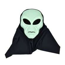1pc Realistic Latex Green Alien Mask, Halloween, Christmas Decoration, Bar Performance, Carnival Party Costume - Multicolor - View 8