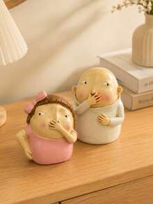 Funny Couple Decor, Resin Material Silent Gesture Statue, Humorous Expression, Modern Style Shelf Decoration, Suitable For Coffee Table, Fireplace Mantel, Bookshelf, Home Office, Bedroom, Living Room, Entryway, Unique Couple Gift - Multiple Styles - View 5