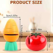 Mini Ceramic Kitchen Knife Sharpener, Cute Tomato & Carrot Shaped Multifunctional Portable Sharpening Tool - Multicolor - View 7