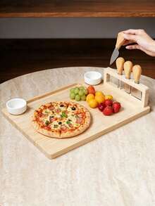1 Set Papan Keju Kayu, Set Papan Keju Kayu Multifungsi, Cocok Untuk Sarapan di Rumah, Buah, Camilan, Piknik di Luar Ruangan, Pesta, Piring Keju untuk Teh Sore, Piring Ham, Hadiah - View 2