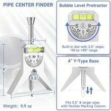 1pc Y-Type Manual Pipe Centering Marker Tool, 4 Inch Tube Center Finder Locator, Heavy Duty Pipe Centering Head Gauge, Portable Pipe Marking Alignment Tool For Pipeline Construction, Accurate Round Tube Positioning Measuring Hand Tool - A - View 5