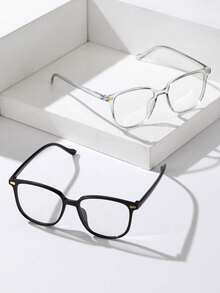2/1 Pair Fashion Geometric Pattern Frame Color-Changing Glasses, Perfect Blend Of Geometric Aesthetics And Fashion Sense, Suitable For Daily Life, Office, Study, Reading, Travel, Fits All Face Shapes. - Multicolor - View 3