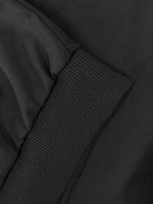1pc Outdoor Sports Casual Stand Collar Baseball Jacket, Solid Color Zipper Jacket, Regular Fit Black - Black - View 8