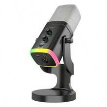 YAIUZGOO Professional RGB USB Microphone With Stand, Dynamic Desktop Gaming Microphone, LED Lighting, Noise Reduction, Mute Button, Adjustable Volume And Echo Control, Plug And Play Computer Microphone, Suitable For PC PS1+4 Laptop Phone Live Streaming Recording Podcast - View 11