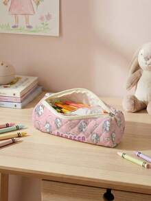 1pc Customized Name Rhombus Round Pencil Case, Can Be Customized According To Your Unique Design, Perfect For Children To Store Pencils, Print Your Own Name Or Print Your Sister's And Classmates' Names As Gifts To Give To Others - Multicolor - View 6