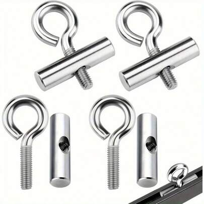 4pcs Pipe Stop Strap Hooks 8-10mm Pipe Blockers, For Pipe Guide Keder Stop Strap (With Clip) Stainless Steel Pipe Guide Accessories Camping Blocking Kit, Suitable For RV Camper Camping Tent Equipment Awning Accessories