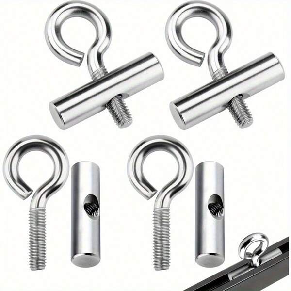 4 piezas Ganchos de parada de correa para tubería 8-10mm, Bloqueadores de tubería, Para guía de tubería de correa de parada Keder (con clip) Accesorios de guía de tubería de acero inoxidable Kit de bloqueo para camping, Adecuado para equipo de caravana, autocaravana, tienda de campaña, accesorios de toldo