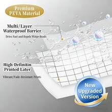 1pc Large Grid Pattern Shower Curtain, Minimalist & Elegant, Bathroom Wet/Dry Separation Helper, Partition & Privacy Screen, Easy Installation - Large Square - View 7