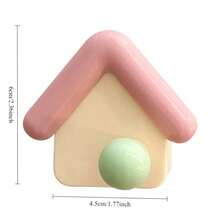 3pcs Creative Home Hooks Strong Adhesive No-Drill Wall Mount, Cute Little House Design Storage Hanging Rack Bedroom Bathroom Organizer, Random Color - View 6