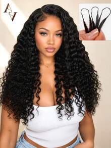 ARABELLA Human Hair Crochet Hair Extensions, Water Wave Feather Crochet Hair, Suitable For Bohemian Braiding, Invisible Miracle Knot, Pre-Bunched, Lightweight, Reusable, Handmade, Natural Black, 14-24 Inches - SNatural - View 3