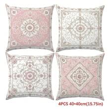 4 pièces Housses de coussin style rococo vintage français rose avec motif floral de rose, imprimées sur un seul côté en velours peau de pêche, 45*45/40*40/50*50CM, taies d'oreiller convenant pour la décoration de salon minimaliste moderne, cadeaux, décoration de fête - Multicolore - Voir 11