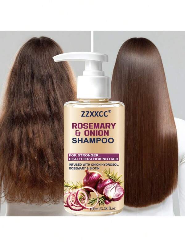 Shampoo Diário para Cabelos de Cebola & Alecrim Contendo Extratos Puros de Queratina de Cebola, Alecrim e Biotina, Limpeza Profunda e Suave do Couro Cabeludo Mantém o Conforto e Frescor do Couro Cabeludo o Dia Todo, Nutre Fios de Cabelo Secos e Quebradiços, Suaviza o Frizz Indomável e Impulsiona o Brilho Natural Vibrante