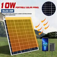 1pc Solar Panel With USB Port - Solar Charger, Lightweight Portable Solar Panel Suitable For Home, Outdoor Camping, Travel, Compatible With Smartphones, Tablets, Flashlights, Fans, No Battery Required, Solar Charging Station, Solar Phone Charger, Camping Essential, Compact Design, Integrated Cable - Black - View 6