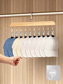 8-Cap Capacity Hat Storage Rack, Multi-Function Hat Stand With Hooks For Storing Hats, Ties, Belts, Scarves, Wall-Mounted Hat Display Rack, Towel Storage Rack, Portable Travel Hanging Rack, Suitable For Home, School, Hotel - Multicolor - View 6