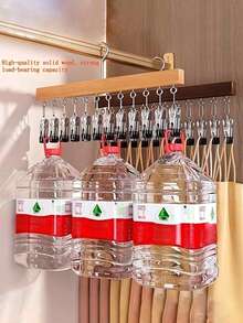 2pcs Closet Storage Hangers With 12 Clips, Space-Saving Leggings Rack, 360° Rotating Metal Clips With Silicone Lining, Suitable For Skirts, Socks, Bras, Shorts, Underwear, Ties - Multicolor - View 10