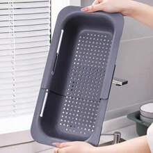 An Integrated And Extendable Water Basin Draining Basket, Suitable For Use In The Kitchen. It Can Be Folded And Retracted, Making It Convenient For Storage And Cleaning. - Collapsible Drain Basket/50*20CM/Color Random - View 4