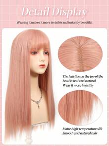 60cm Long Straight Synthetic Wig With Air Bangs Multicolor Hair Wig For Women Anime Cosplay Halloween Party Y2K Japanese Style - Multicolor - View 2