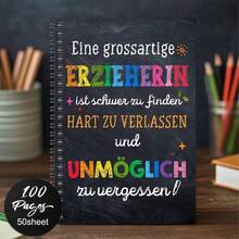 School Season 2026-2027 - 1pc Colorful German Teacher Appreciation Spiral Notebook, Perfect Gift For Educators, Suitable For Graduation Farewell Or Birthday Gift, Can Be Used For Daily To-Do List, Schedule Planning - Black - View 12